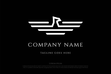 Black Strong Phoenix Eagle Hawk Falcon Bird Line Outline Design Vectorのイラスト素材