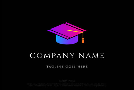 Colorful Graduation Hat for Film Cinema Movie Academy Design Vectorのイラスト素材