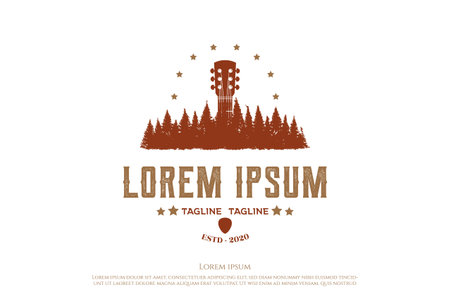 Guitar Pine Spruce Cedar Fir Cypress Hemlock Conifer Tree Forest Silhouette Music Design Vectorのイラスト素材