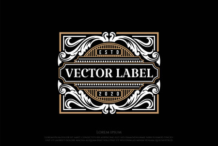 Hipster Luxury Retro Vintage Badge Emblem Label Design Vectorのイラスト素材