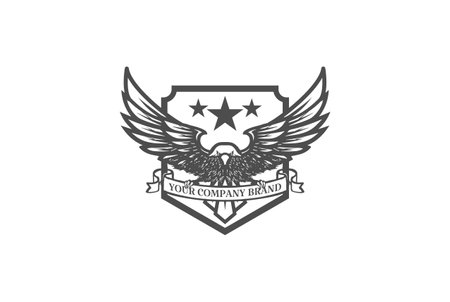 Retro Vintage American Eagle Hawk Falcon Badge Emblem Design Vectorのイラスト素材