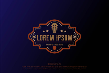 Country Guitar Music Western Vintage Retro Saloon Bar Cowboy Design Vectorのイラスト素材