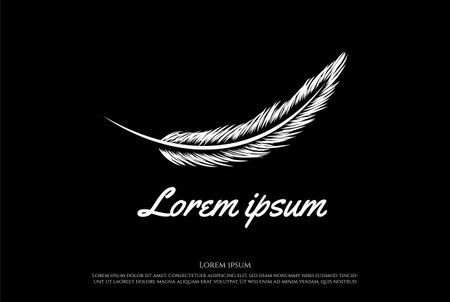 Minimalist Quill Feather Pen Signature Handwriting Design Vectorのイラスト素材