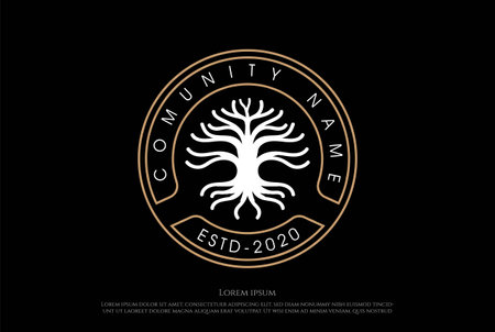 Circle Oak Banyan Maple Family Tree of Life Stamp Seal Emblem Design Vectorのイラスト素材