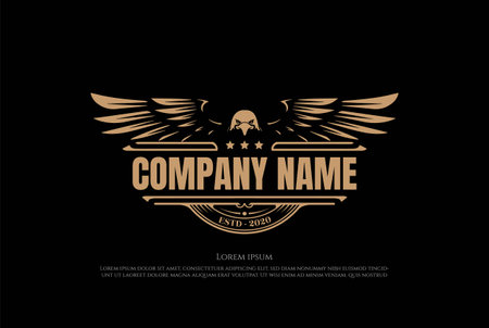 Vintage Retro Golden Eagle Hawk Falcon Badge Emblem Logo Design Vectorのイラスト素材