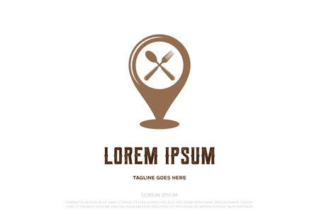 Pin Map GPS Food Restaurant Location Logo Design Vectorのイラスト素材