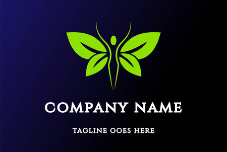 Woman Female Girl Butterfly Leaf Leaves Logo Design Vectorのイラスト素材