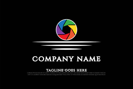 Sunset Sunrise Moon Shutter Aperture Camera Photography Logo Design Vectorのイラスト素材