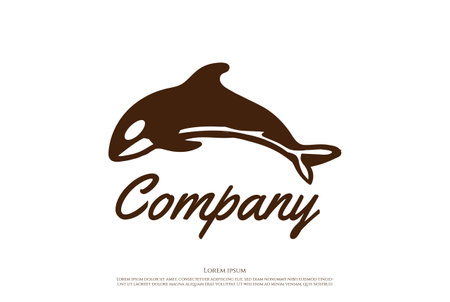 Jumping Killer Whale Orca Dolphin Fish Logo Design Vectorのイラスト素材