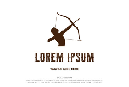 Man Male Hercules Heracles Bow Longbow Arrow Muscular Myth Greek Archer Warrior Silhouette Logo Design Vectorのイラスト素材