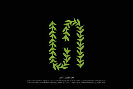 Initial Letter H Holistic Herbal Leaf Leaves Garden Nature Logo Design Vectorのイラスト素材