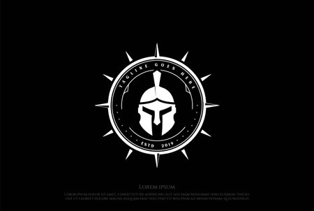 Vintage Retro Greek Sparta Spartan Helmet Warrior Logo Design Vectorのイラスト素材