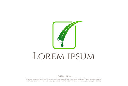 Simple Minimalist Aloe Vera for Herbal Wellness Cosmetic Nature Logo Design Vectorのイラスト素材