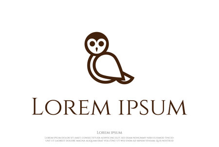 Simple Minimalist Owl Bird Face Line Outline Logo Design Vectorのイラスト素材