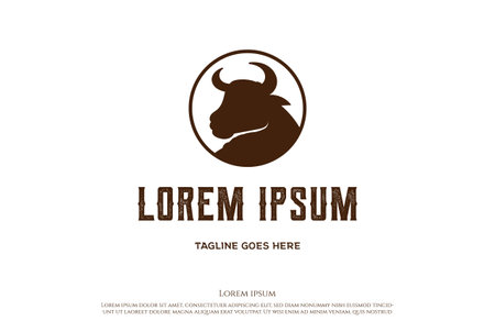 Simple Minimalist Circle Circular Bull Logo Design Vectorのイラスト素材