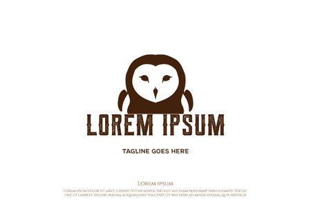 Vintage Retro Flying Owl Bird Face Logo Design Vectorのイラスト素材