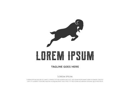 Simple Running Fast Goat Silhouette Logo Design Vectorのイラスト素材