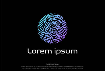 Modern Fingerprint Secure Safe Secret Strong Smart Technology Logo Design Vectorのイラスト素材