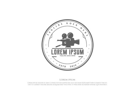 Vintage Retro Video Camera Film Cinema Movie Production Logo Design Vectorのイラスト素材