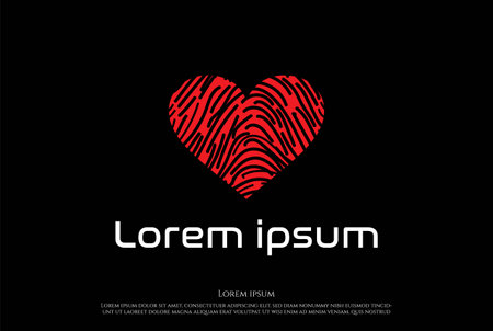 Love Heart Fingerprint Secure Safe Secret Strong Smart Technology Logo Design Vectorのイラスト素材