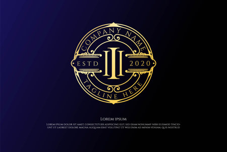 Elegant Luxury Golden Retro Vintage Pillar Logo Design Vectorのイラスト素材