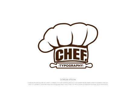 Chef Hat Restaurant Cooking Typography Logo Design Vectorのイラスト素材