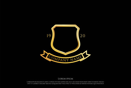 Simple Minimalist Classic Blank Shield Frame Badge Emblem Logo Design Vectorのイラスト素材