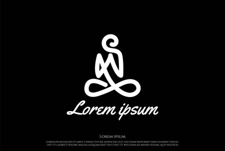 Yoga Meditation Buddha Pray Line Outline Monoline Logo Design Vectorのイラスト素材