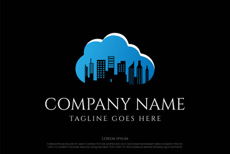 Modern City Town Cloud Tech Technology Logo Design Vectorのイラスト素材