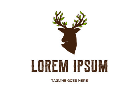 Deer Antler Horn Tree Leaf Leaves Logo Design Vectorのイラスト素材