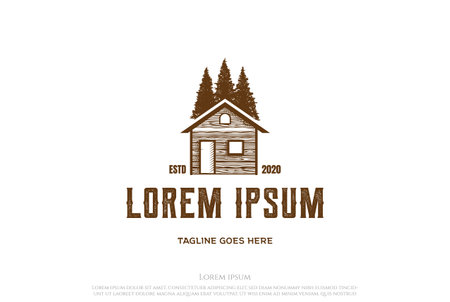 Pine Cedar Spruce Cypress Tree Forest Wooden House Cabin Real Estate Logo Design Vectorのイラスト素材
