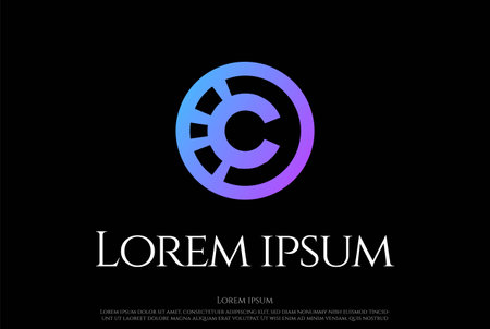 Circle Simple Minimalist Initial Letter C CC Logo Design Vectorのイラスト素材