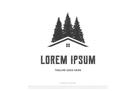 Pine Cedar Spruce Cypress Tree Forest House Cabin Real Estate Logo Design Vectorのイラスト素材