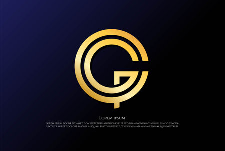 Simple Minimalist Luxury Initial Letter GC CG Golden Coin Logo Design Vectorのイラスト素材
