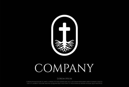Life Root Christian Jesus Cross Church Chapel Religion Logo Design Vectorのイラスト素材