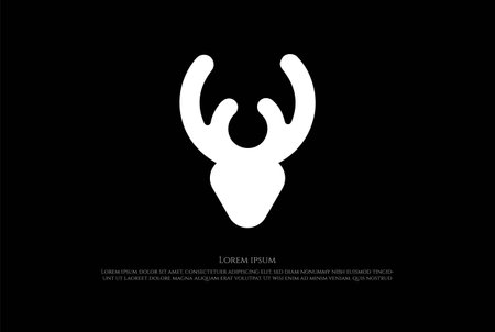 Simple Minimalist Deer Reindeer Head Horn Logo Design Vectorのイラスト素材