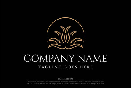 Elegant Luxury Beauty Lotus Line Logo Design Vectorのイラスト素材