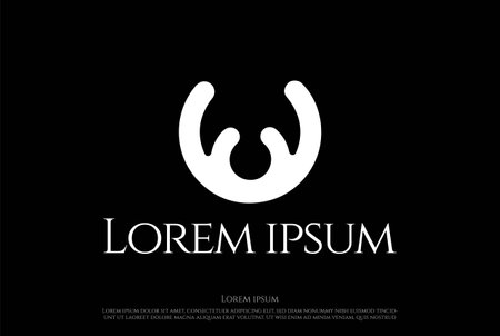 Simple Minimalist Deer Reindeer Horn Logo Design Vectorのイラスト素材