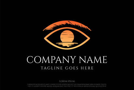 Sunrise Sunset Moon Eye Lens Beach Logo Design Vectorのイラスト素材