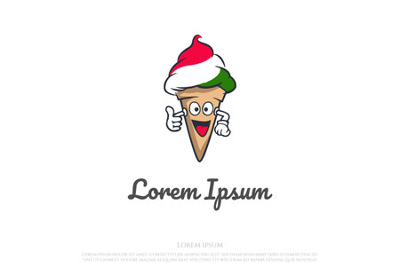 Italian Gelato Ice Cream Mascot Character Logo Design Vectorのイラスト素材