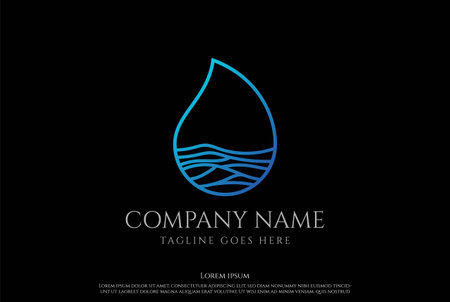 Fresh Pure Water Liquid Drop Ocean Sea Wave Logo Design Vectorのイラスト素材