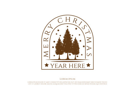Vintage Retro Pine Spruce Cedar Evergreen Larch Fir Conifer Trees Forest for Merry Christmas Logo Design Vectorのイラスト素材