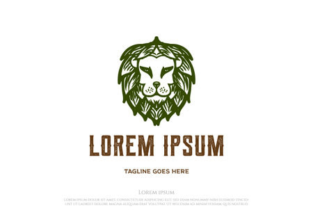 Lion King Hop Hops Brewing Brewery Logo Design Vectorのイラスト素材