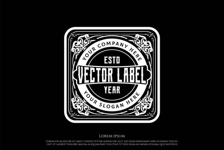 Classic Old Retro Vintage Luxury Golden Border Label Logo Design Vectorのイラスト素材