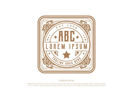 Classic Old Retro Vintage Luxury Golden Border Label Logo Design Vectorのイラスト素材