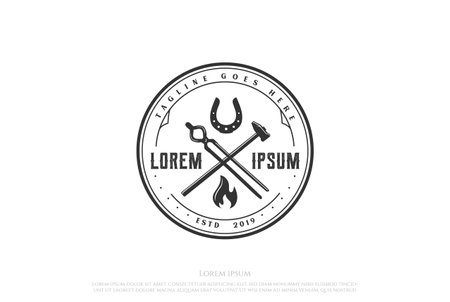 Retro Vintage Crossed Pliers and Hammer for Blacksmith Logo Design Vectorのイラスト素材