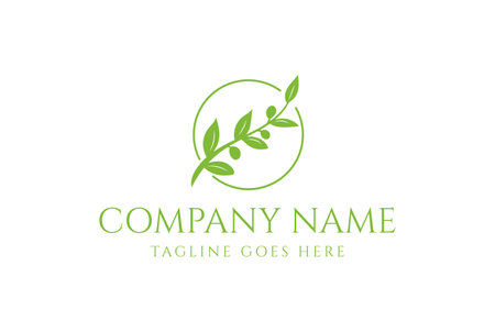 Simple Minimalist Olive Branch for Beauty and Healthy Oil Logo Design Vectorのイラスト素材