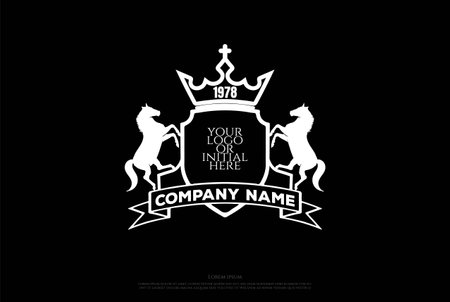 Elegant Luxury Horse Stallion Shield Badge Emblem Crest Logo Design Vectorのイラスト素材