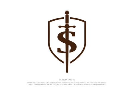 Vintage Retro Hipster Initial Letter S Sword Blade Shield Logo Design Vectorのイラスト素材