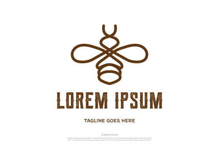 Simple Minimalist Bee Insect Line Outline Logo Design Vectorのイラスト素材